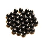 Fil 39cm 48pc env - Perles de Pierre - Jade Boules 8mm Noir 