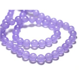 Filo 39 cm circa 48 pz - Perline di pietra - Palline di giada 8 mm Viola malva lavanda 