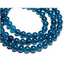 Fil 39cm 48pc env - Perles de Pierre - Jade Boules 8mm Bleu vert Paon Canard 