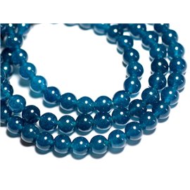 Hilo 39cm aprox 48pc - Cuentas de Piedra - Bolas de Jade 8mm Azul Verde Pavo Real Pato 