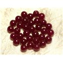 Fil 39cm 48pc env - Perles de Pierre - Jade Boules 8mm Rose Rouge Framboise 