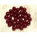 Fil 39cm 48pc env - Perles de Pierre - Jade Boules 8mm Rose Rouge Framboise 