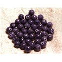 Fil 39cm 48pc env - Perles de Pierre - Jade Boules 8mm Violet Indigo 