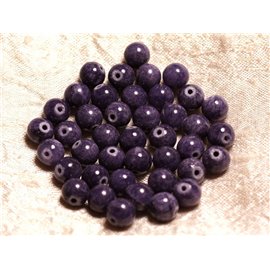 Faden 39cm ca. 48pc - Steinperlen - Jadekugeln 8mm Indigo Violett 