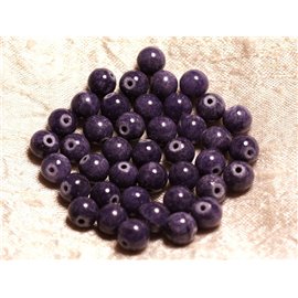 Thread 39cm approx 48pc - Stone Beads - Jade Balls 8mm Indigo Violet 