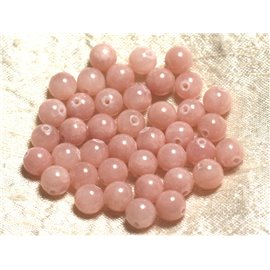 Fil 39cm 48pc env - Perles de Pierre - Jade Boules 8mm Rose Corail Pêche