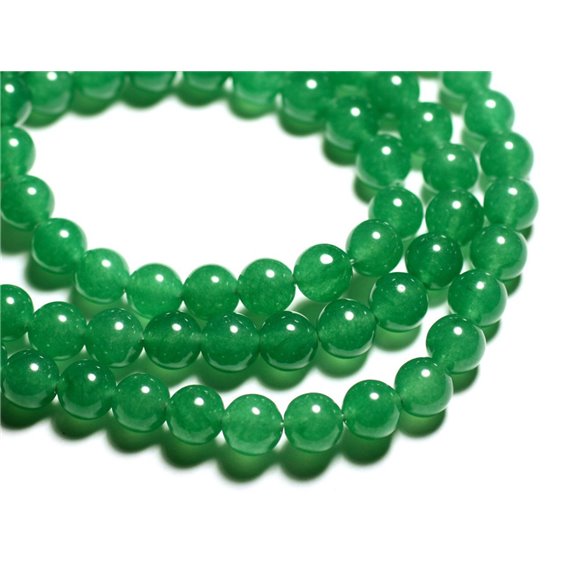 Fil 39cm 48pc env - Perles de Pierre - Jade Boules 8mm Vert Emeraude Menthe