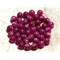 Fil 39cm 48pc env - Perles de Pierre - Jade Boules 8mm Rose Fuchsia Rubis 