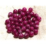 Fil 39cm 48pc env - Perles de Pierre - Jade Boules 8mm Rose Fuchsia Rubis 