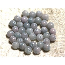 Fil 39cm 48pc environ - Perles Pierre Jade Boules 8mm Bleu ciel clair rose pastel