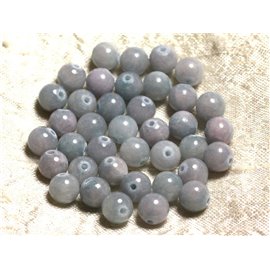 Thread 39cm approx 48pc - Stone Beads - Jade Balls 8mm Light Blue Pastel Pink 