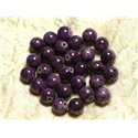 Fil 39cm 48pc env - Perles de Pierre - Jade Boules 8mm Violet Mauve 