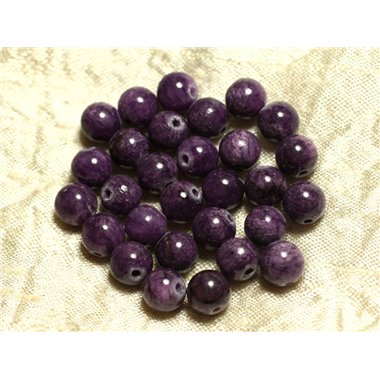 Fil 39cm 48pc env - Perles de Pierre - Jade Boules 8mm Violet Mauve 