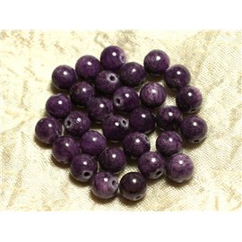 Thread 39cm approx 48pc - Stone Beads - Jade Balls 8mm Purple Mauve 