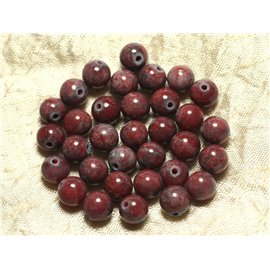 Filo 39 cm circa 48 pz - Perline di pietra - Palle di giada 8 mm Grigio Rosso Rosa 
