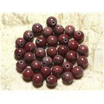 Fil 39cm 48pc env - Perles de Pierre - Jade Boules 8mm Gris Rouge Rose 