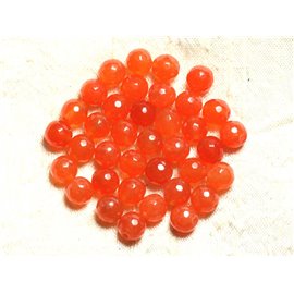 Faden 39cm ca. 46pc - Steinperlen - Jade Facettierte Kugeln 8mm Orange 