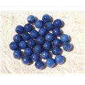 Fil 39cm 46pc env - Perles de Pierre - Jade Boules Facettées 8mm Bleu Roi 