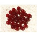 Fil 39cm 46pc env - Perles de Pierre - Jade Boules Facettées 8mm Rouge Bordeaux 