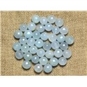 Fil 39cm 46pc env - Perles de Pierre - Jade Boules Facettées 8mm Bleu clair 