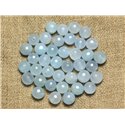 Fil 39cm 46pc env - Perles de Pierre - Jade Boules Facettées 8mm Bleu clair 