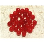Fil 39cm 46pc env - Perles de Pierre - Jade Boules Facettées 8mm Rouge 
