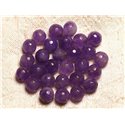 Fil 39cm 46pc env - Perles de Pierre - Jade Boules Facettées 8mm Violet Mauve 