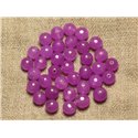 Fil 39cm 46pc env - Perles de Pierre - Jade Boules Facettées 8mm Violet Rose Fuchsia 