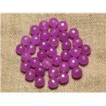 Fil 39cm 46pc env - Perles de Pierre - Jade Boules Facettées 8mm Violet Rose Fuchsia 