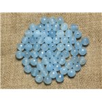 Fil 39cm 64pc env - Perles de Pierre - Jade Boules Facettées 6mm Bleu clair ciel 