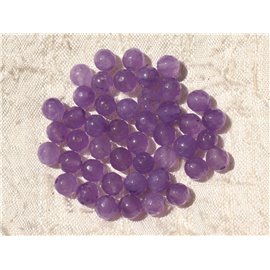 Thread 39cm approx 64pc - Stone Beads - Jade Faceted Balls 6mm Purple Mauve 