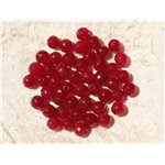 Fil 39cm 64pc env - Perles de Pierre - Jade Boules Facettées 6mm Rose Framboise 