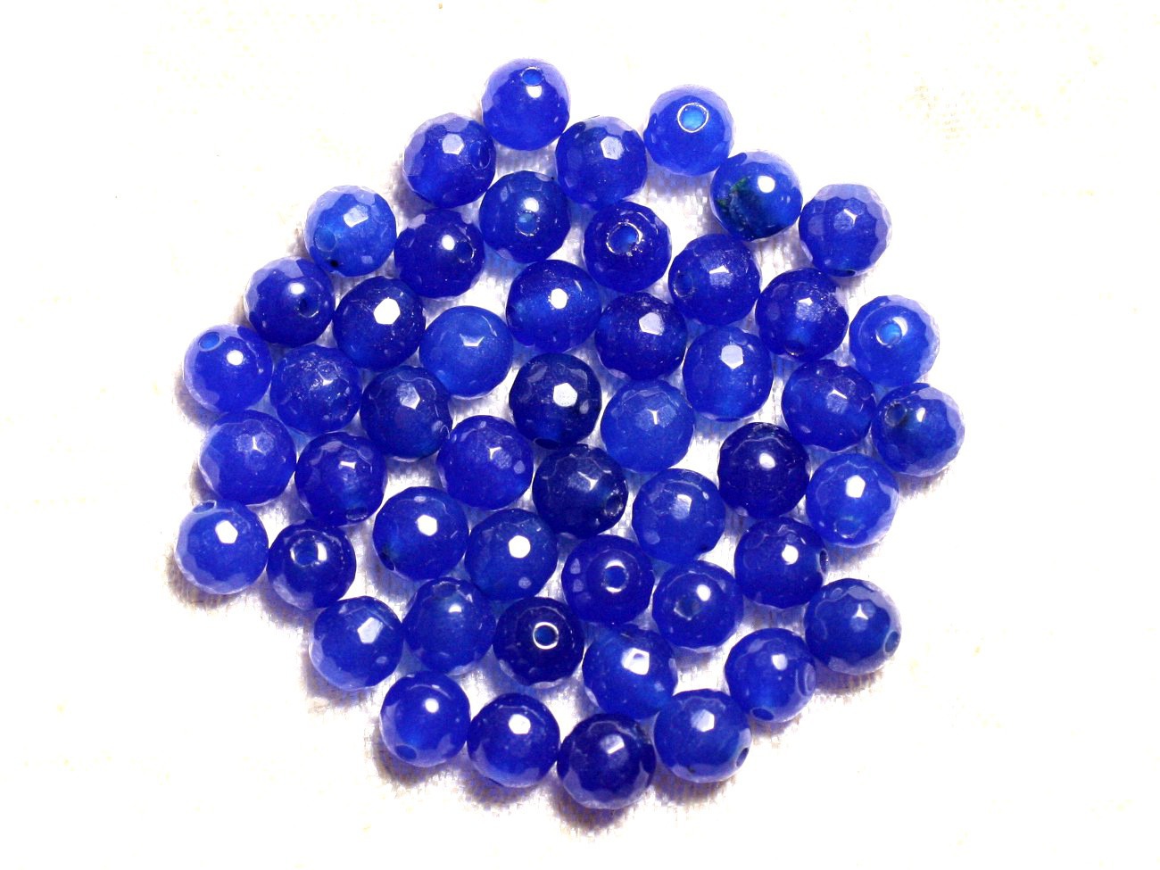 Fil 39cm 64pc env - Perles de Pierre - Jade Boules Facettées 6mm Bleu nuit roi 