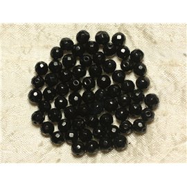 Hilo 39cm aprox 64pc - Cuentas de Piedra - Bolas Facetadas Jade 6mm Negro 