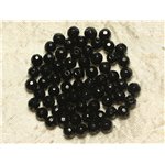 Fil 39cm 64pc env - Perles de Pierre - Jade Boules Facettées 6mm Noir 