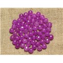 Fil 39cm 64pc env - Perles de Pierre - Jade Boules Facettées 6mm Violet Rose Fuchsia 