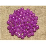 Fil 39cm 64pc env - Perles de Pierre - Jade Boules Facettées 6mm Violet Rose Fuchsia 