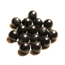 Thread 39cm 26pc approx - Stone Beads - Jade Balls 14mm Gray Black 