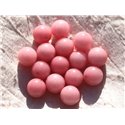 Fil 39cm 26pc env - Perles de Pierre - Jade Boules 14mm Rose Corail Pêche 