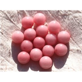Filo 39 cm circa 26 pz - Perline di pietra - Palline di giada 14 mm Rosa corallo pesca 