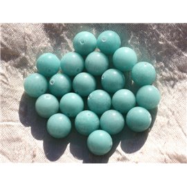 Filo 39 cm 32 pezzi circa - Perline di pietra - Sfere di giada 12 mm Turchese azzurro 