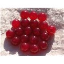 Fil 39cm 32pc env - Perles de Pierre - Jade Boules 12mm Rouge Rose Framboise 