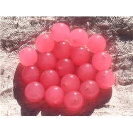 Thread 39cm 32pc approx - Stone Beads - Jade Balls 12mm Candy Pink 
