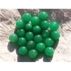 Filo 39 cm 32 pezzi circa - Perline di pietra - Sfere di giada 12 mm Verde smeraldo 