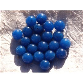 Hilo 39cm 32pc aprox - Cuentas de Piedra - Bolas de Jade 12mm Azul Real 