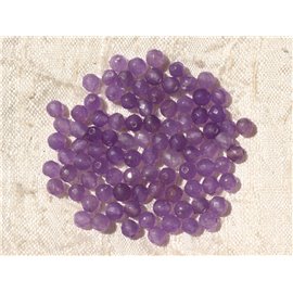 Thread 39cm 92pc approx - Stone Beads - Jade Faceted Balls 4mm Purple Mauve 