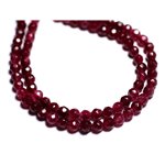 Fil 39cm 92pc env - Perles de Pierre - Jade Boules Facettées 4mm Rouge Rose Framboise 