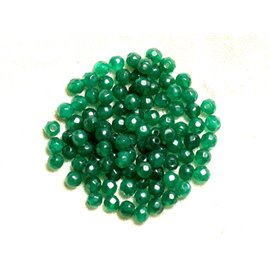 Filo 39 cm 92 pezzi circa - Perline di pietra - Sfere sfaccettate di giada 4 mm Verde smeraldo 