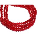 Fil 39cm 92pc env - Perles de Pierre - Jade Boules Facettées 4mm Rouge vif 