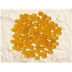 Fil 39cm 92pc env - Perles Pierre - Jade Boules Facettées 4mm Jaune Moutarde